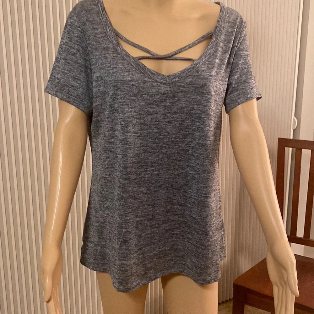 YOGO Athletica Top size L 100% polyester New without tags gray heather - Picture 1 of 7